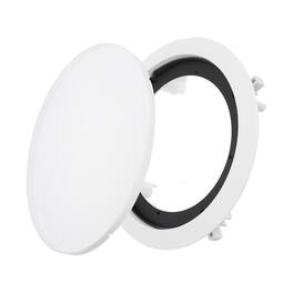 Unique Bargains - Ceiling In-Wall Speaker Grille Cover and Base, Round Metal Recessed Drop Ceiling Magnetic Dust Cover for Sound System - White