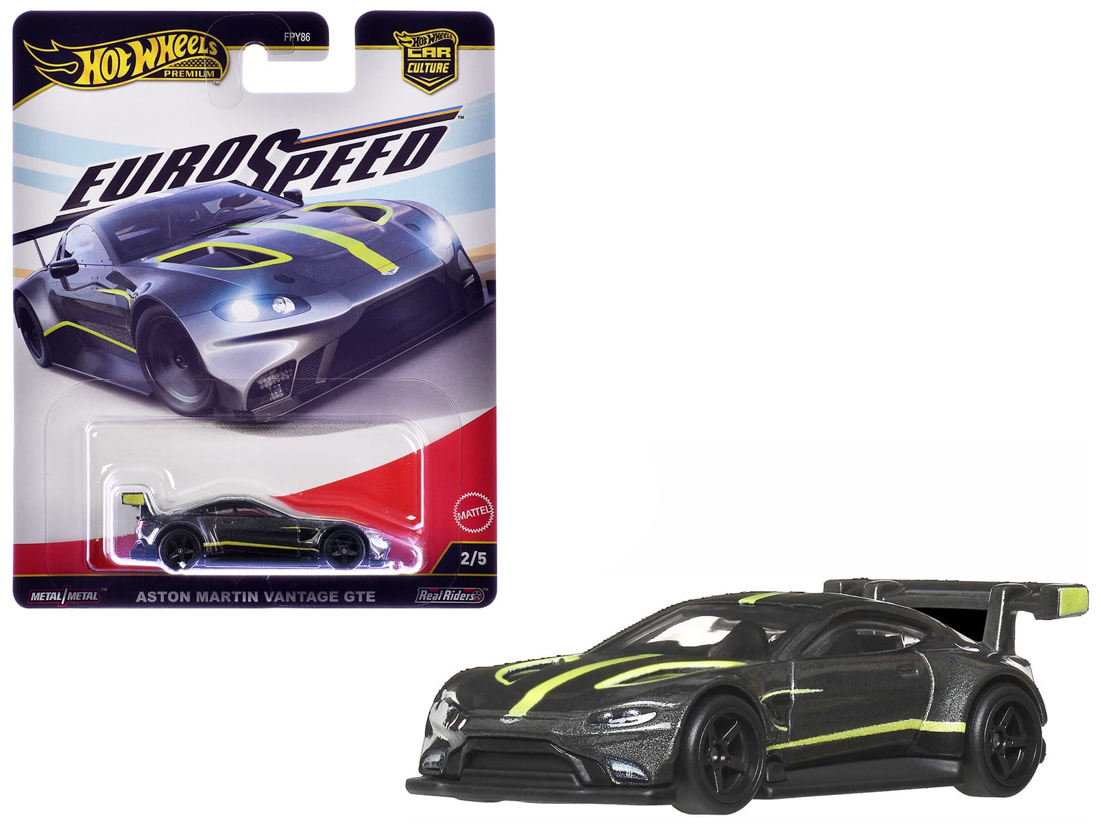 "Aston Martin Vantage GTE Dark Gray Metallic with Lime Green Stripes ""Euro Speed"" Series Diecast Model Car by Hot Wheels" price history on PriceWatchPro