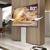 Front. WALL - V3 SW High Type – Sleek Shallow Floor TV Stand for Extra Large 32-80 Inch, for Living Room and Bedroom, Japan-Engineered - Satin White.