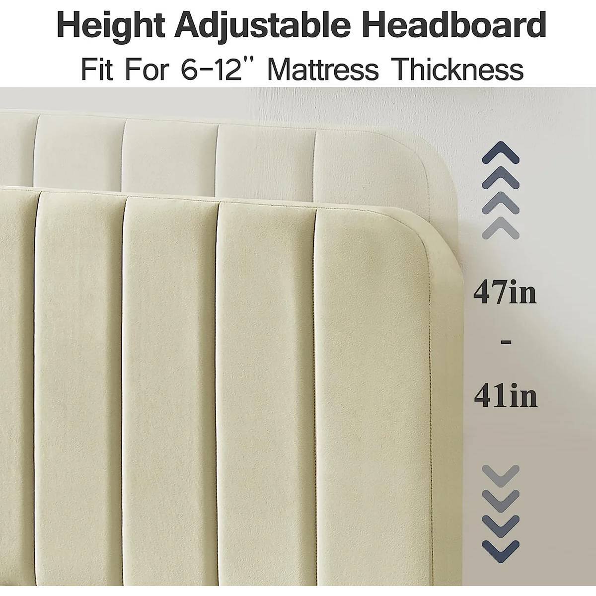 Height Adjustable Headboard
Fit For 6-12" Mattress Thickness
47in - 41in