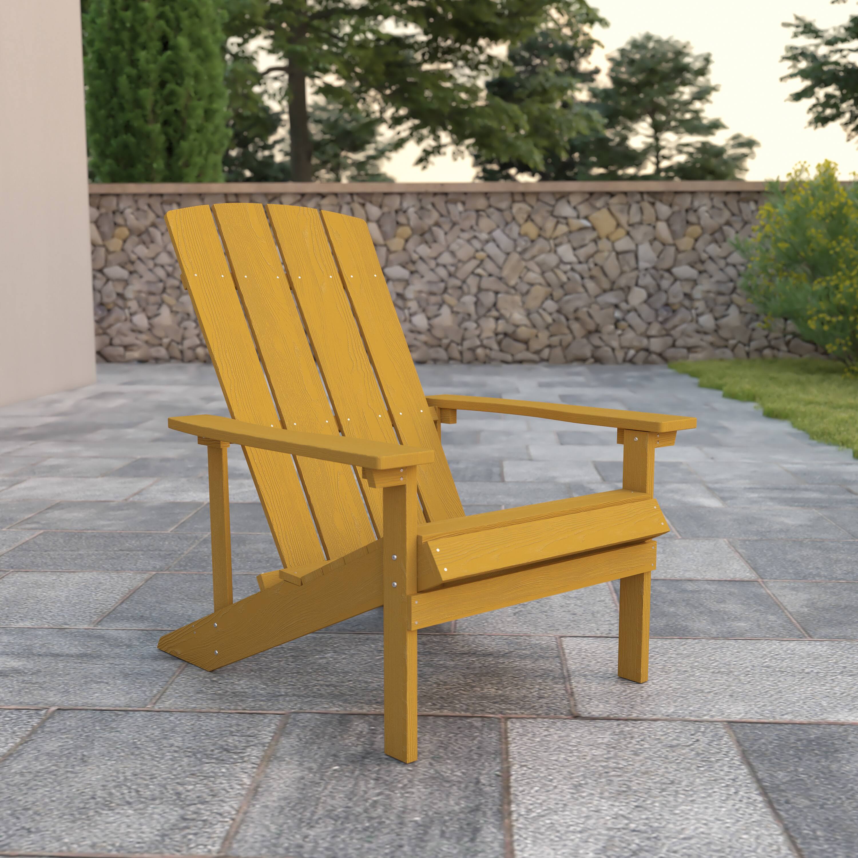 Alt View 1. Emma + Oliver - All-Weather Poly Resin Wood Adirondack Chair - Yellow.
