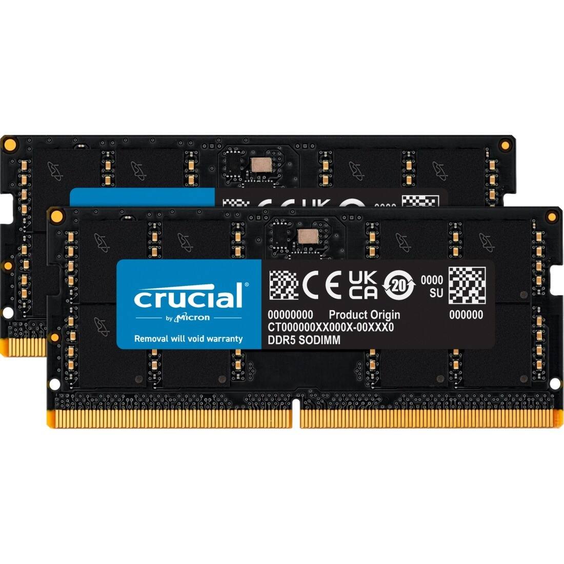 UK 0000 crucial CE CA 20 SU by Micron 00000000 Product Origin 000000 CT000000XX000X-00XXX0 Removal will void warranty DDR5 SODIMM