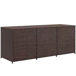 Outsunny - 175 Gallon Outdoor Storage Box with Inner Liner, PE Rattan Wicker Deck Box with Pneumatic Bar Lift for Indoor & Outdoor - Brown