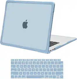 mosiso - Case for MacBook Air 13 inch Case M1 A2337 A2179 A1932 2021-2018, Crack Resistant Cover with TPU Bumper & Keyboard Cover - Sky Blue