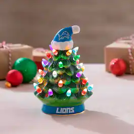 Evergreen Enterprises - Detroit Lions 8" Light Up Ceramic LED Christmas Tree - Multicolor