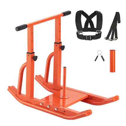 Front. VEVOR - Weight Sled, Steel Power Sled, Fitness Training Sleds for Athletic Exercise Speed Improvement, Workout Equipment - Orange.