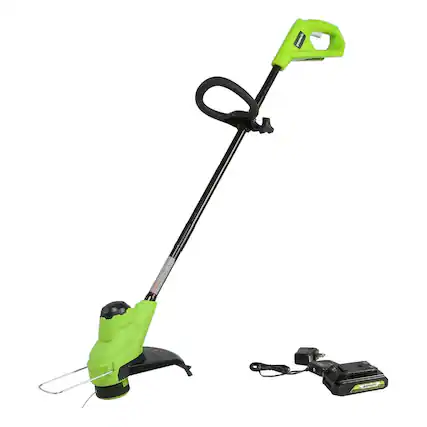 Front. Greenworks - Greenworks 24V 10" Cordless TORQDRIVE™ String Trimmer, 2.0Ah Battery and Charger Included - Green.