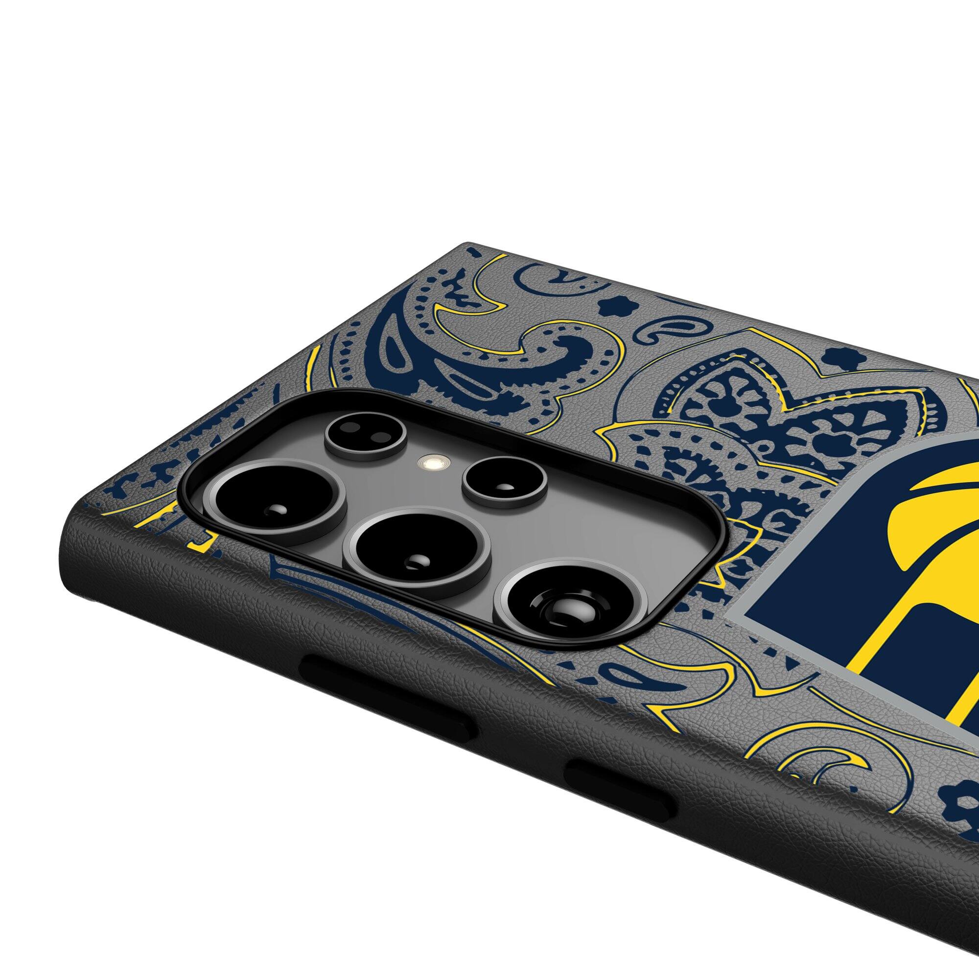 Alt View 3. Keyscaper - Indiana Pacers Paisley Galaxy Magnetic Bump Case - S24 Ultra - Black.