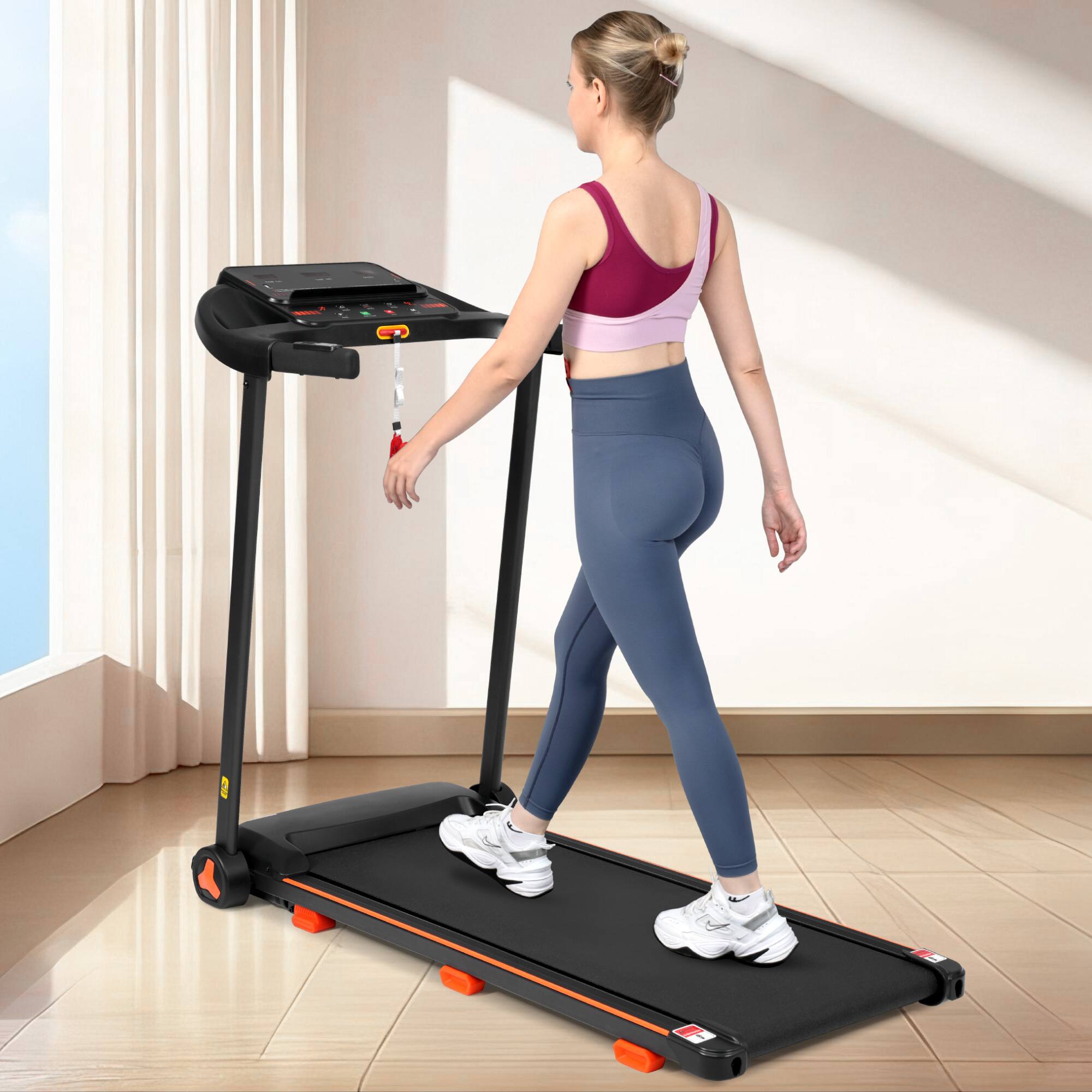 Alt View 5. ELEMENT ACE - Folding Treadmill for Home - 2.5HP Quiet Motor, Heart Rate, 300lb Capacity, Incline, USB Charge & Bluetooth - Black.
