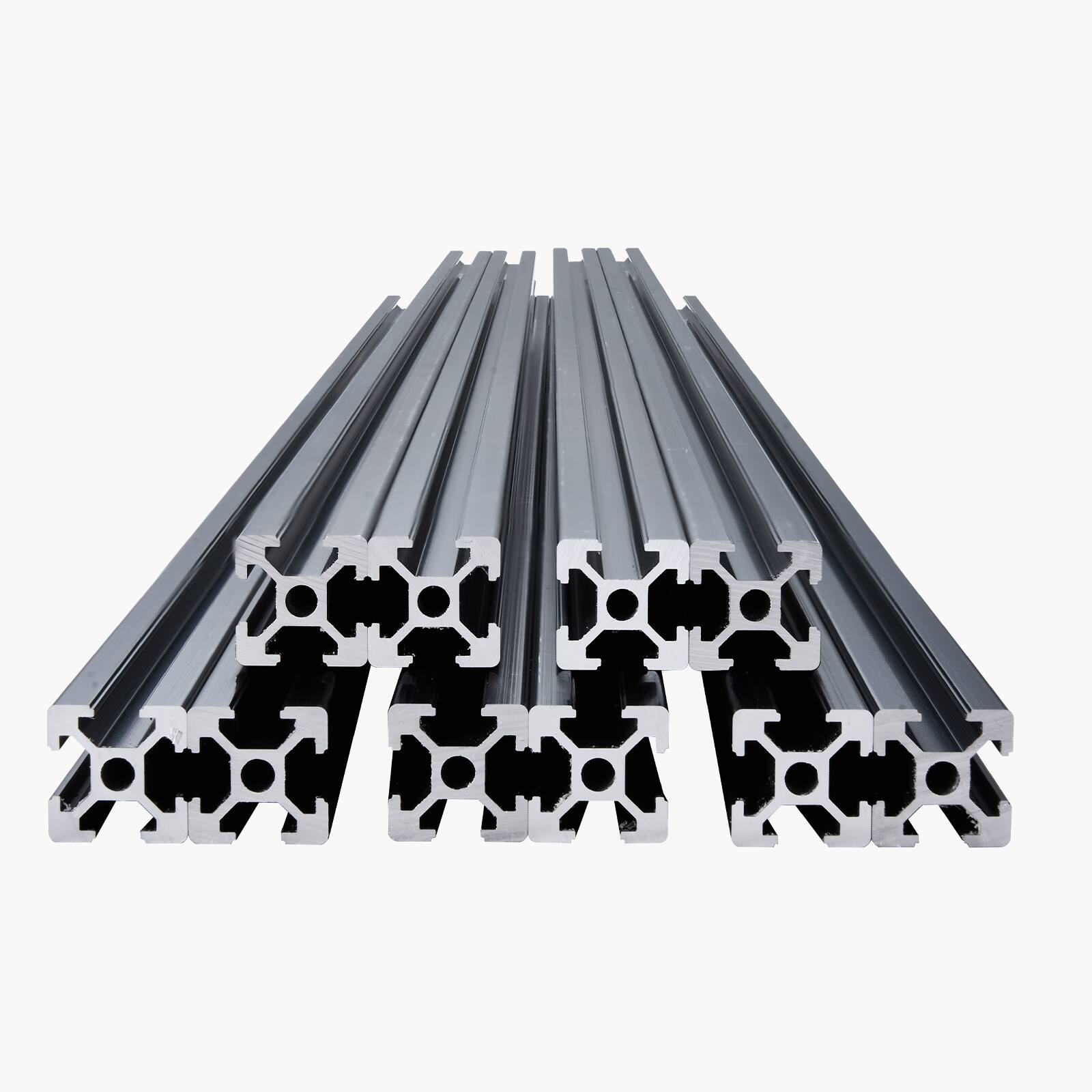 Alt View 5. VEVOR - 10PCS 39.4in (1000mm) T Slot 2020 Aluminum Extrusion Profile, European Standard Anodized Linear Rail, High-Strength - Black.