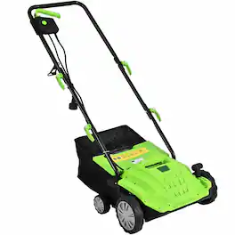 SKONYON - 13 Inch 12 Amp Electric Scarifier with Collection Bag and Removable Blades - Green