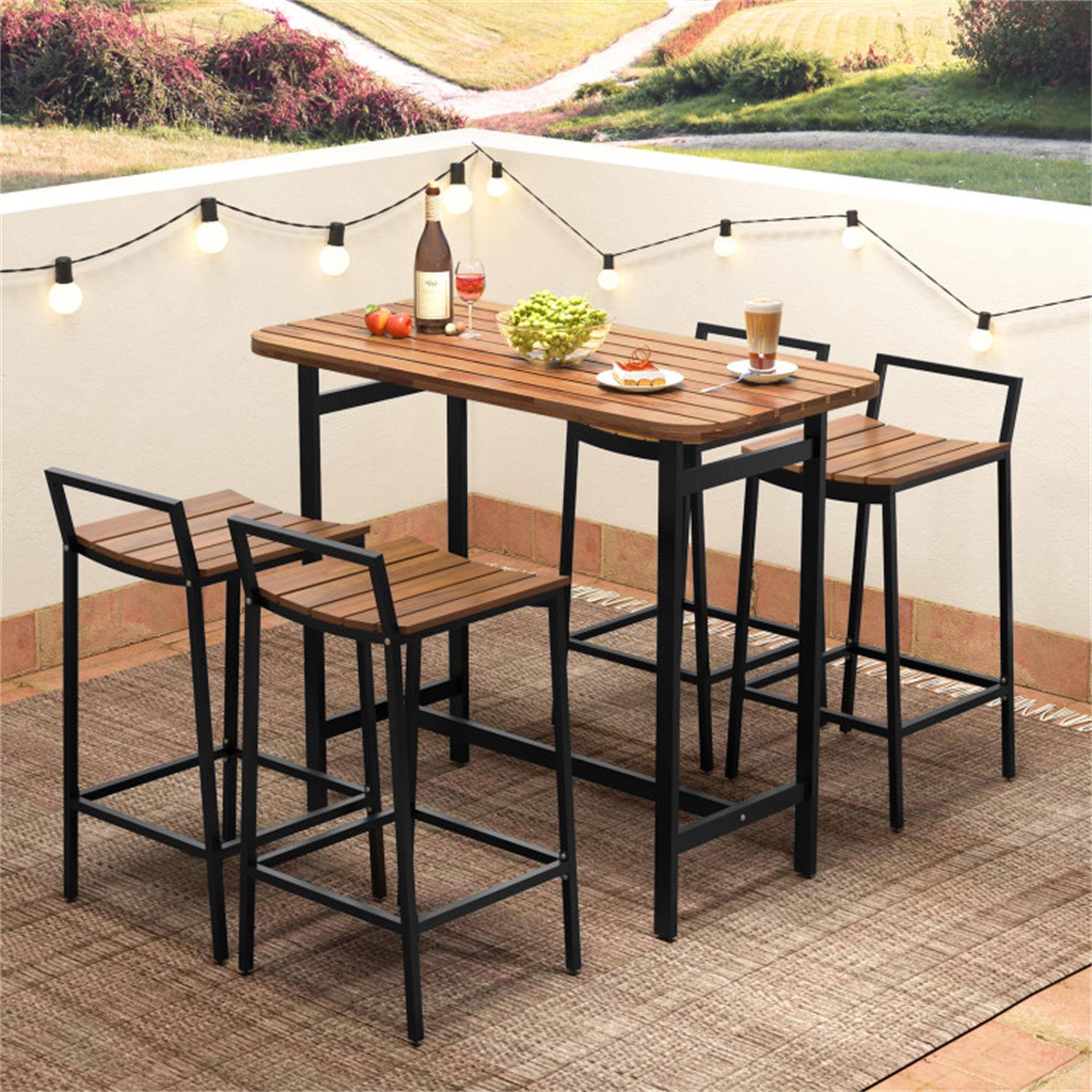 Alt View 2. Boyel Living - Acacia Brown 5Piece Acacia Wood Dining Set Acacia Wood Construction - Brown.