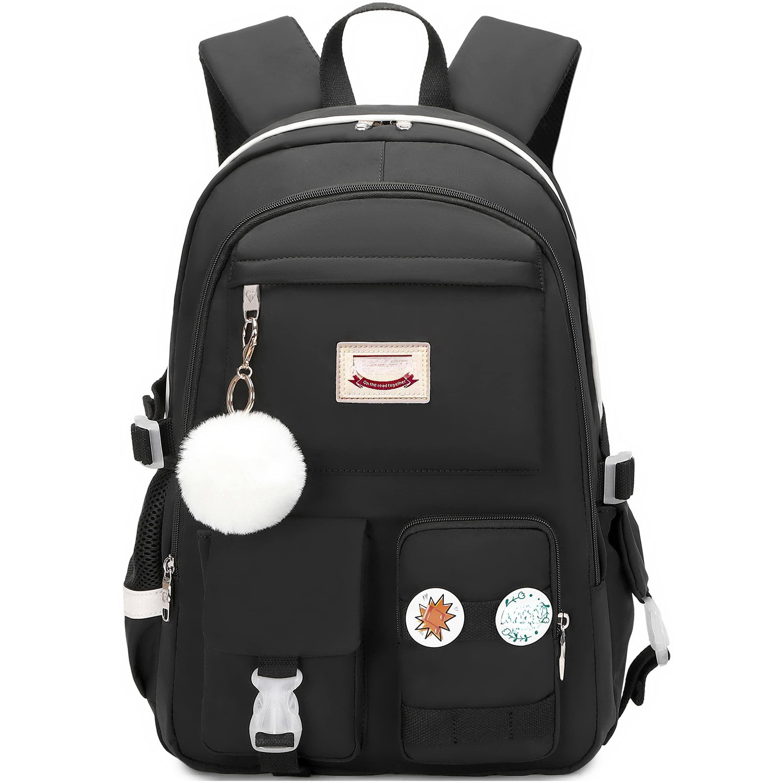 Left. Cozy Serene - School Backpack For With Lunch Box Anime Bookbag Bag Set Teen - Black.