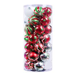 OrnamentallyYou - Playfully Patterned Christmas Ornament Bauble Set 35 Round Holiday Balls - Multi-colored