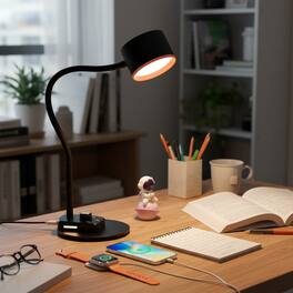 Dazzed Corner - LED Desk Lamp with USB Ports, 5 Dimmable Colors & Gooseneck - Black