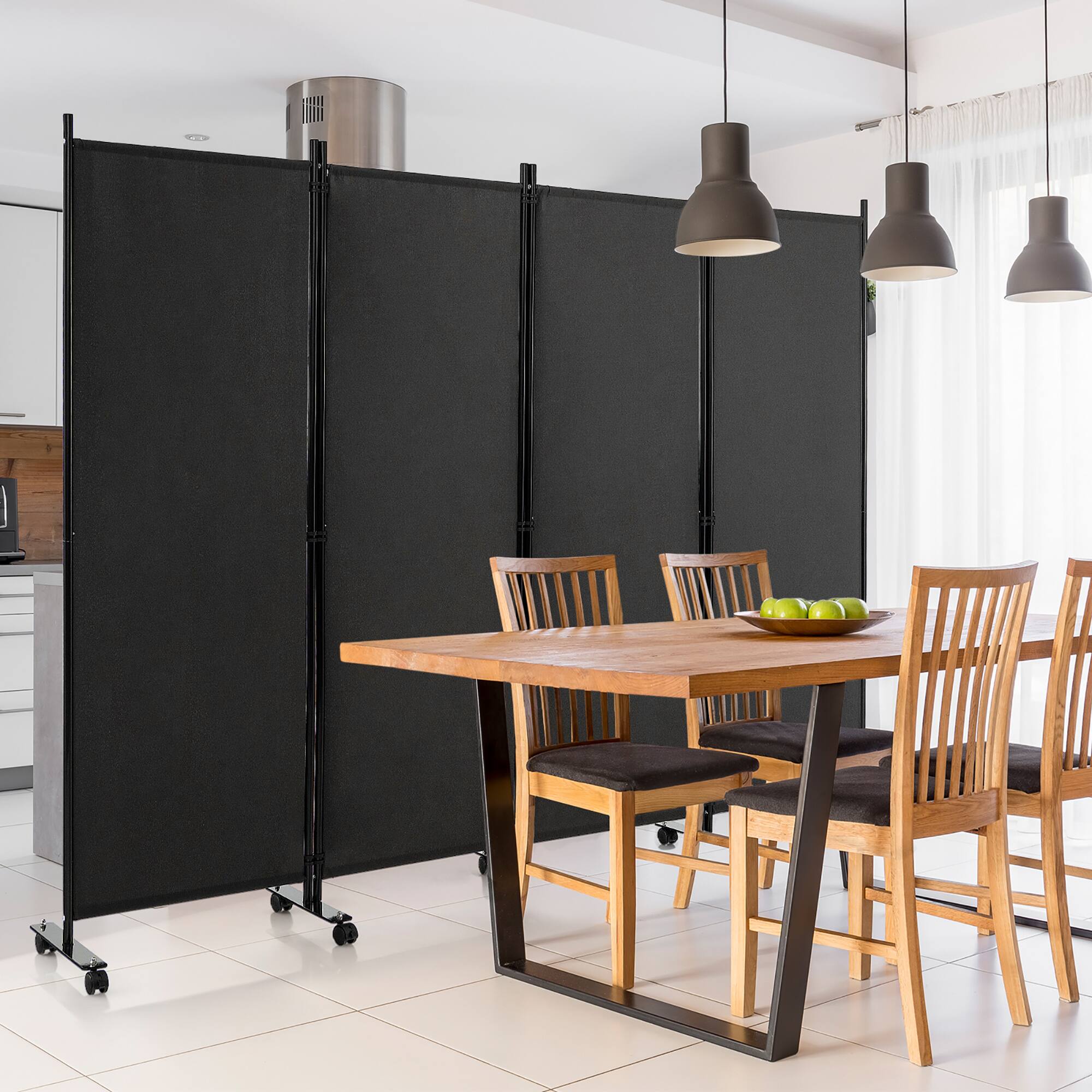 Alt View 3. Costway - Costway 4-Panel Folding Room Divider 6FT Rolling Privacy Screen with Lockable Wheels - Black.
