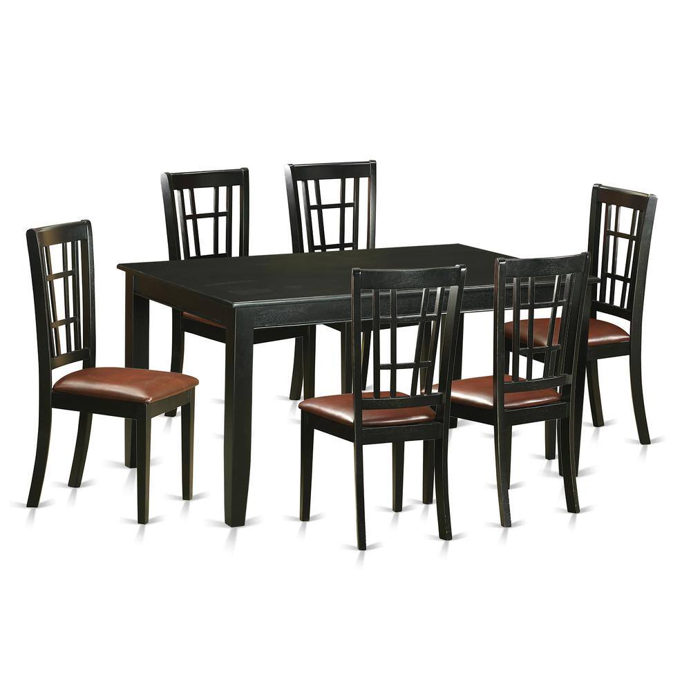 Back. East West Furniture - 7 PC dinette Table set for 6-Kitchen Table and 6 Dining Chairs - Black.