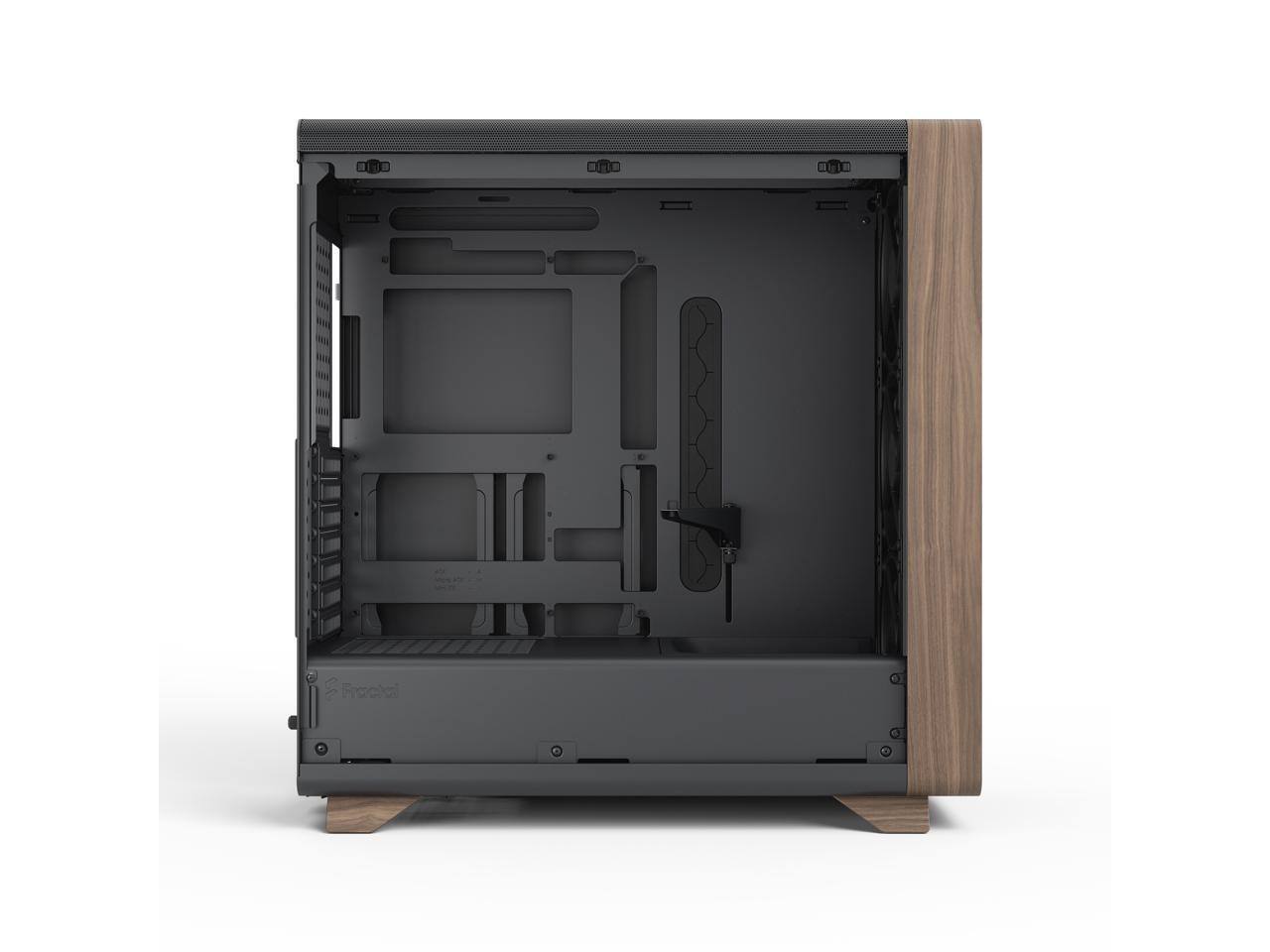 Alt View 5. Fractal Design - Fractal Design Summit Black TG Walnut PC Case - Tempered Glass, 3 Fans, ATX/E-ATX/mATX/ITX Support - Black.