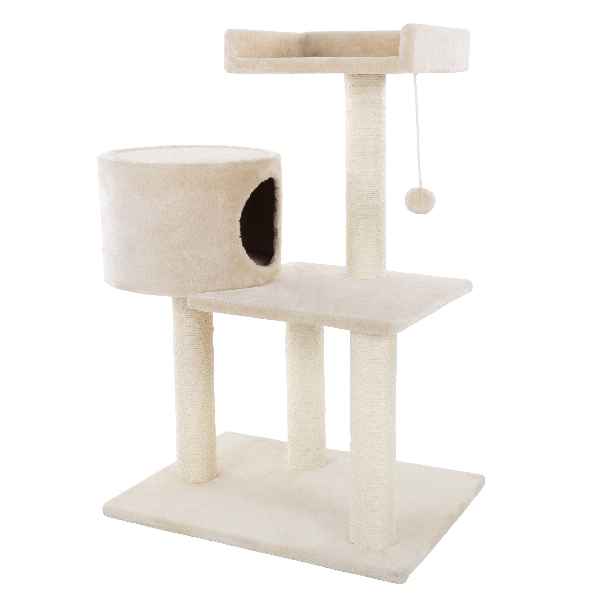 Alt View 2. PetMaker - 3-Tier Cat Tower - 2 Napping Perches, Kitty Condo, 4 Sisal Rope Scratching Posts, Hanging Toy Cat Tree for Cats - Beige.