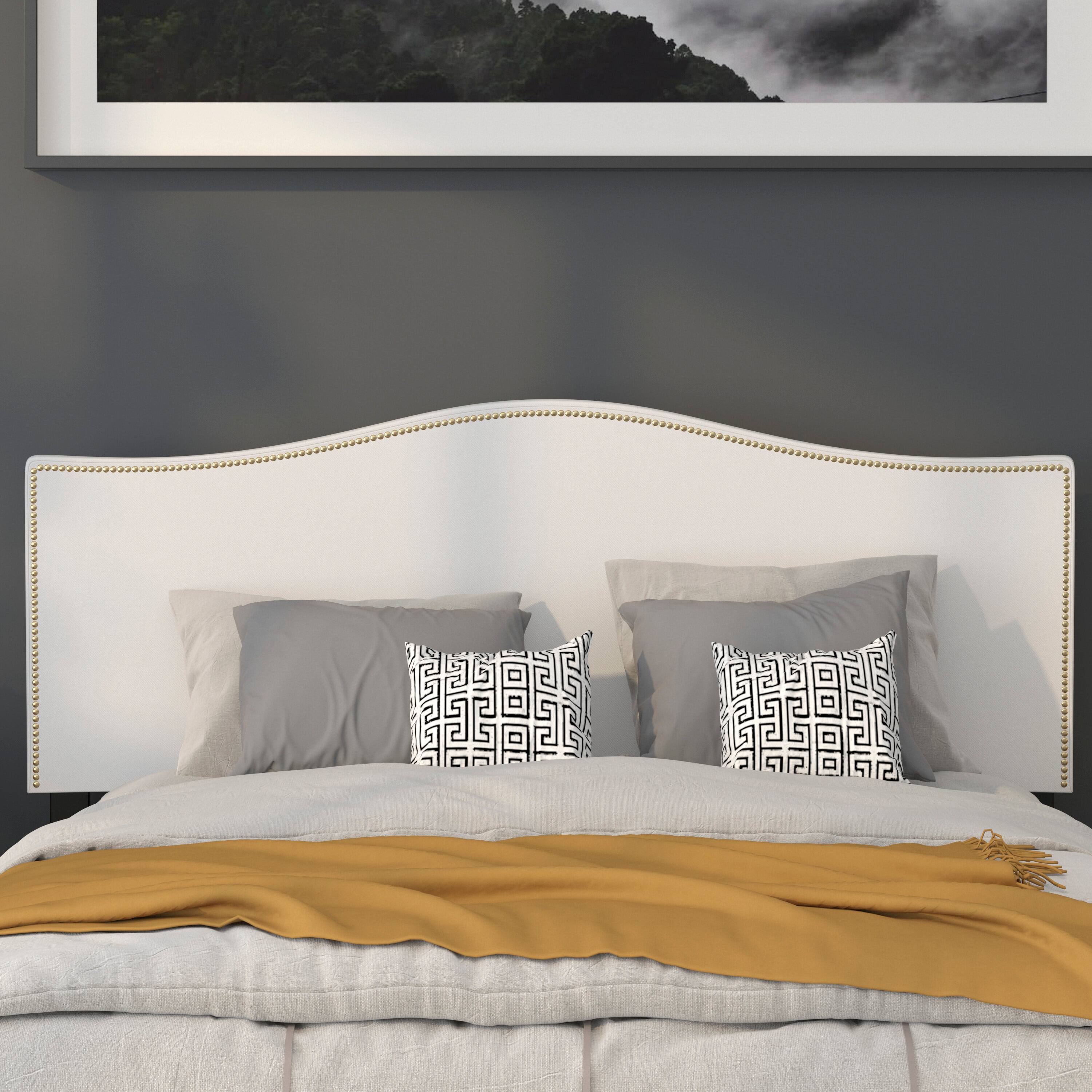 Alt View 3. Emma + Oliver - Arched Headboard with Accent Nail Trim - White.