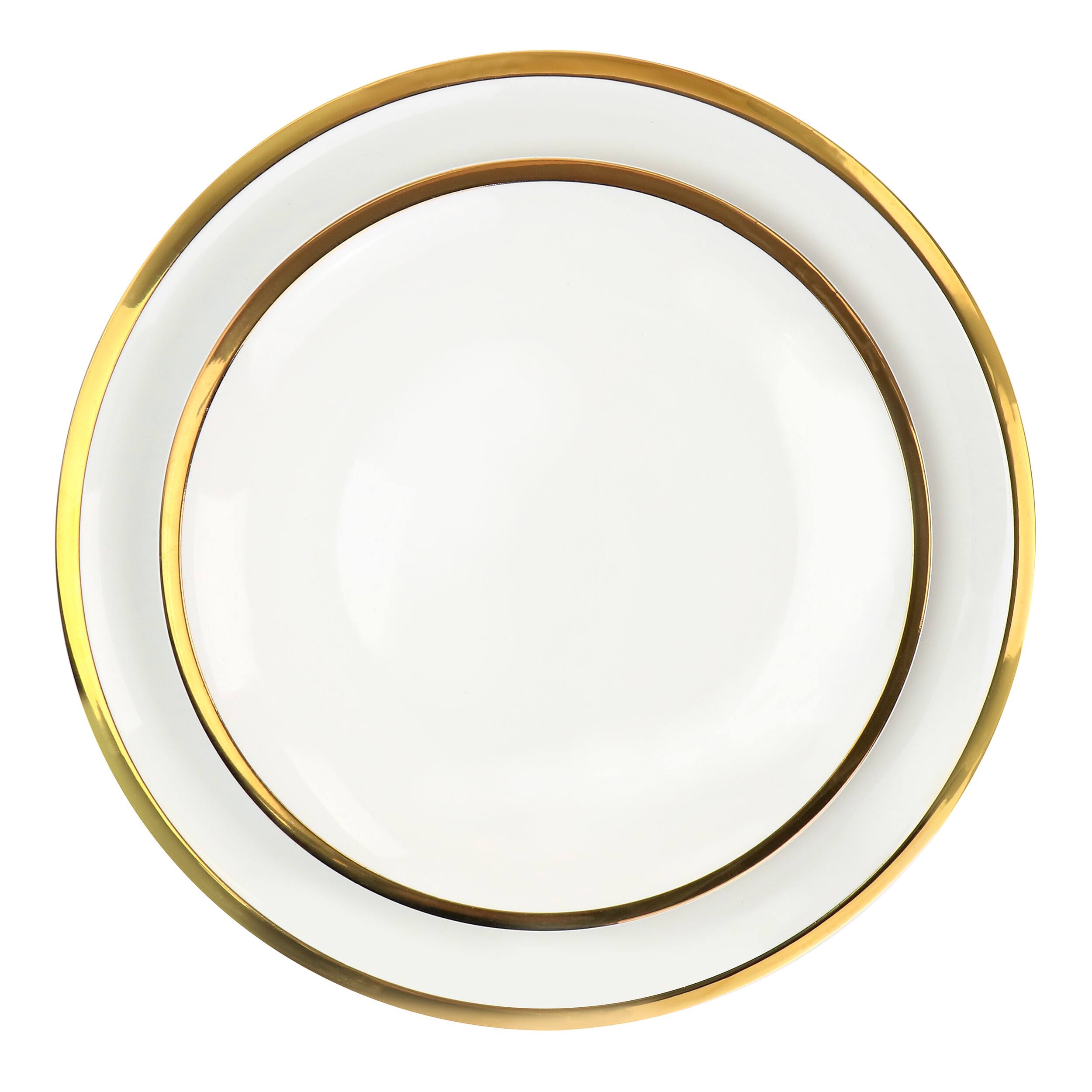 Alt View 3. Gibson - Gibson Home Premier Gold Fine Ceramic 12 Piece Dinnerware Set - White/Gold.