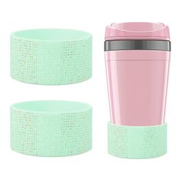 Unique Bargains - Glitter Silicone Boot, Diamond Protective Boots Shining Anti Slip Cup Protector 2.75" Bottom 2pcs 20-30oz for Stanley - Light Green