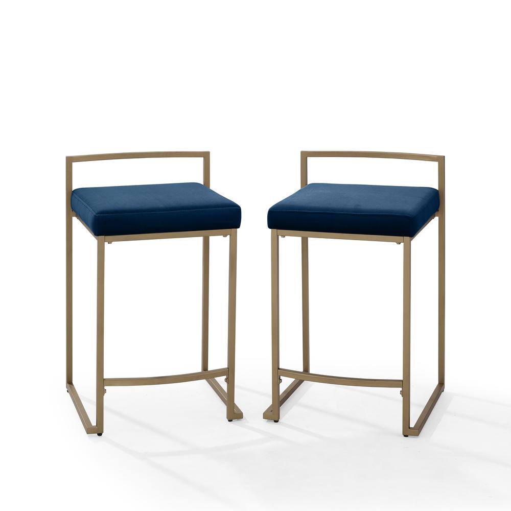 Left. Crosley Furniture - Harlowe 2-Piece Counter Height Bar Stool Set - 2 Stools - Navy.