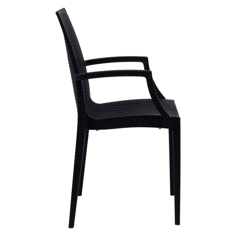 Alt View 1. LeisureMod - Mace 2-Pieces All-Weather Indoor Outdoor Woven Patio & Kitchen Chairs - Black.