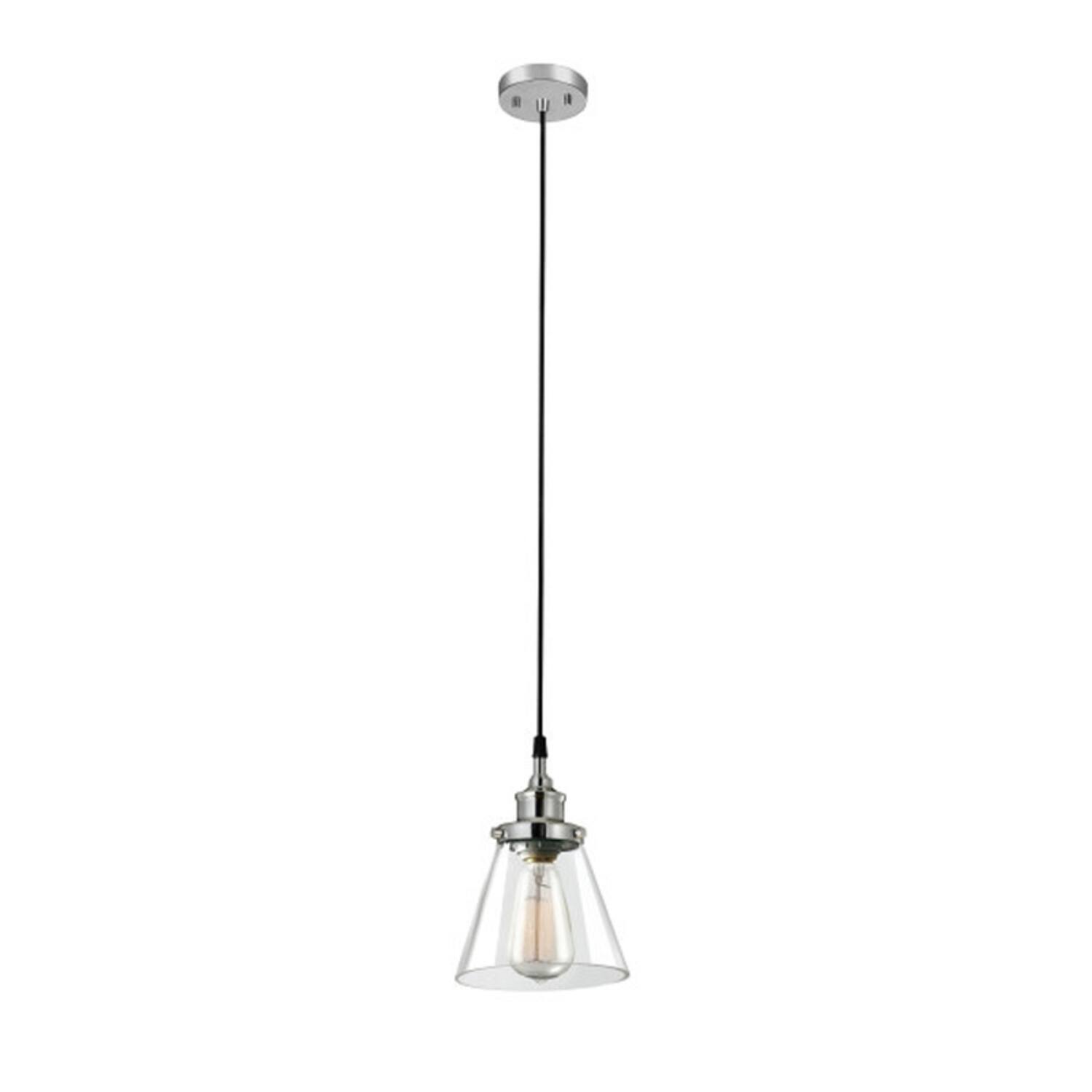 Angle. Globe Electric - Globe Electric Parker Chrome Clear 1 lights Pendant Light.