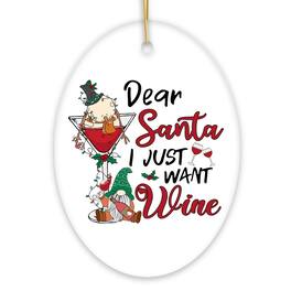 OrnamentallyYou - Whimsical Dear Santa I just want Wine Christmas Ornament - Multi-colored