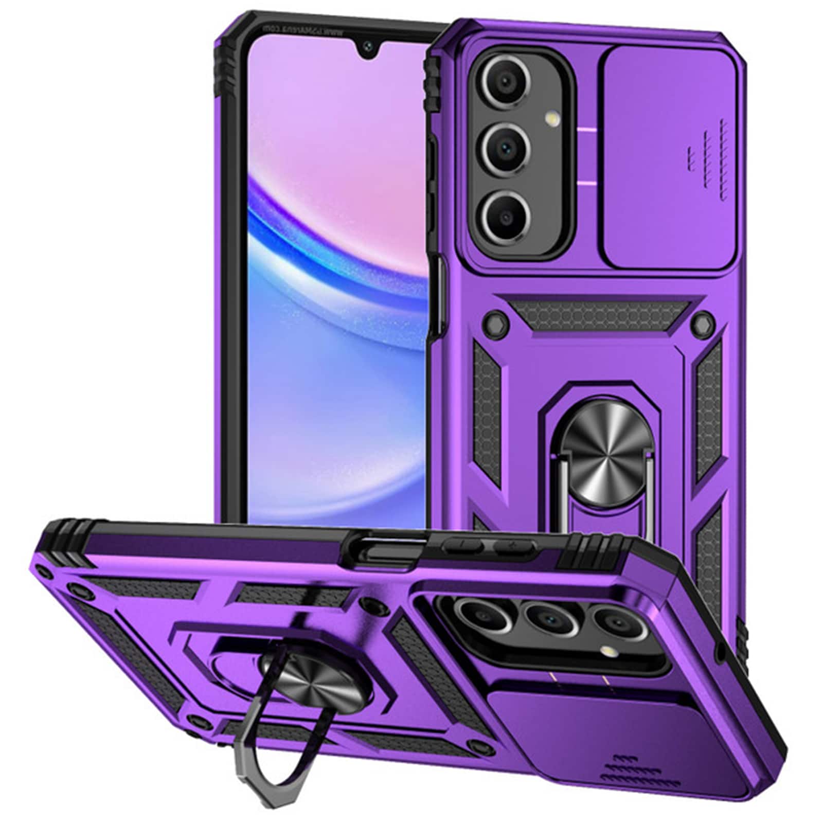 UUCOVER - For Samsung Galaxy A16 5G Magnetic Case with Sliding Camera Lens Cover Protection Rotatable Ring Kickstand Shockproof - Purple price history on PriceWatchPro