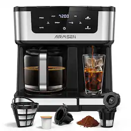AIRMSEN - 12-Cup Drip Coffee Maker with K-Cup Combo, 2026 Upgraded, Single Serve & Carafe Coffee Machine - Black