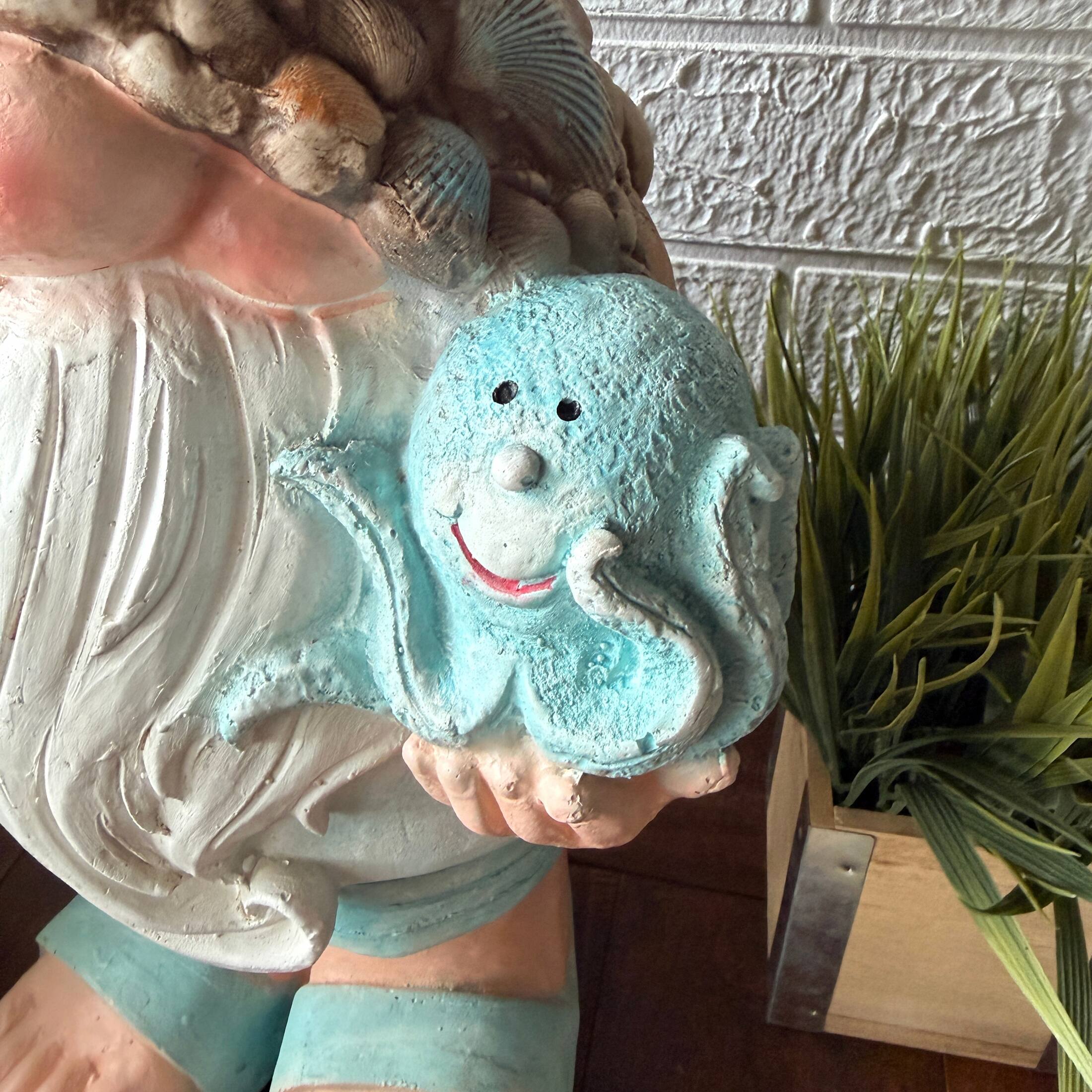 Alt View 6. Fancy That - Coastal Gnome Garden Statue with Octopus Shell Hat 22 Inch Magnesium Oxide Aqua - Aqua.
