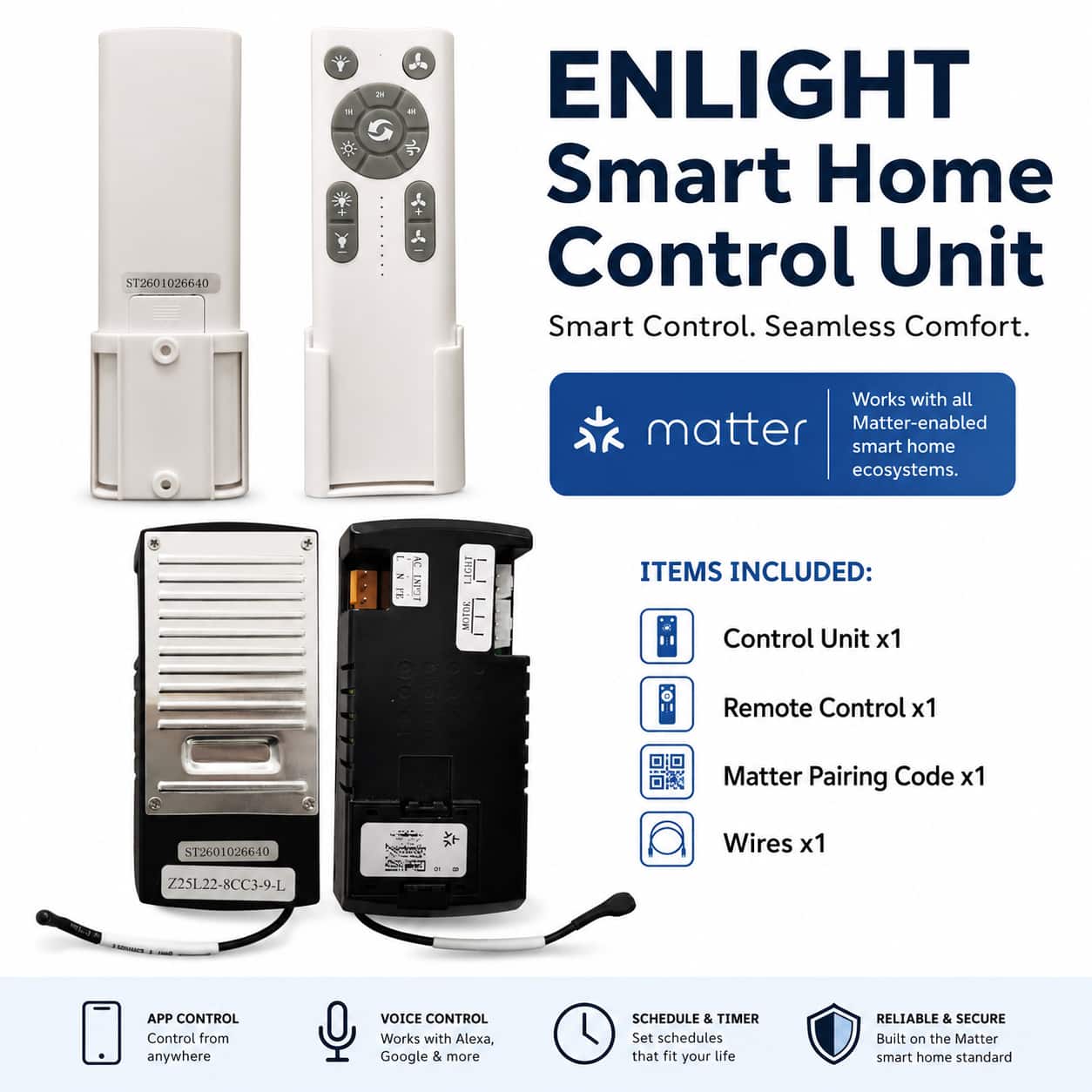 ENLIGHT - Matter Smart Fan Control Unit, Universal Hub Compatibility, Thread Border Router Required, 18W fan EL031 only