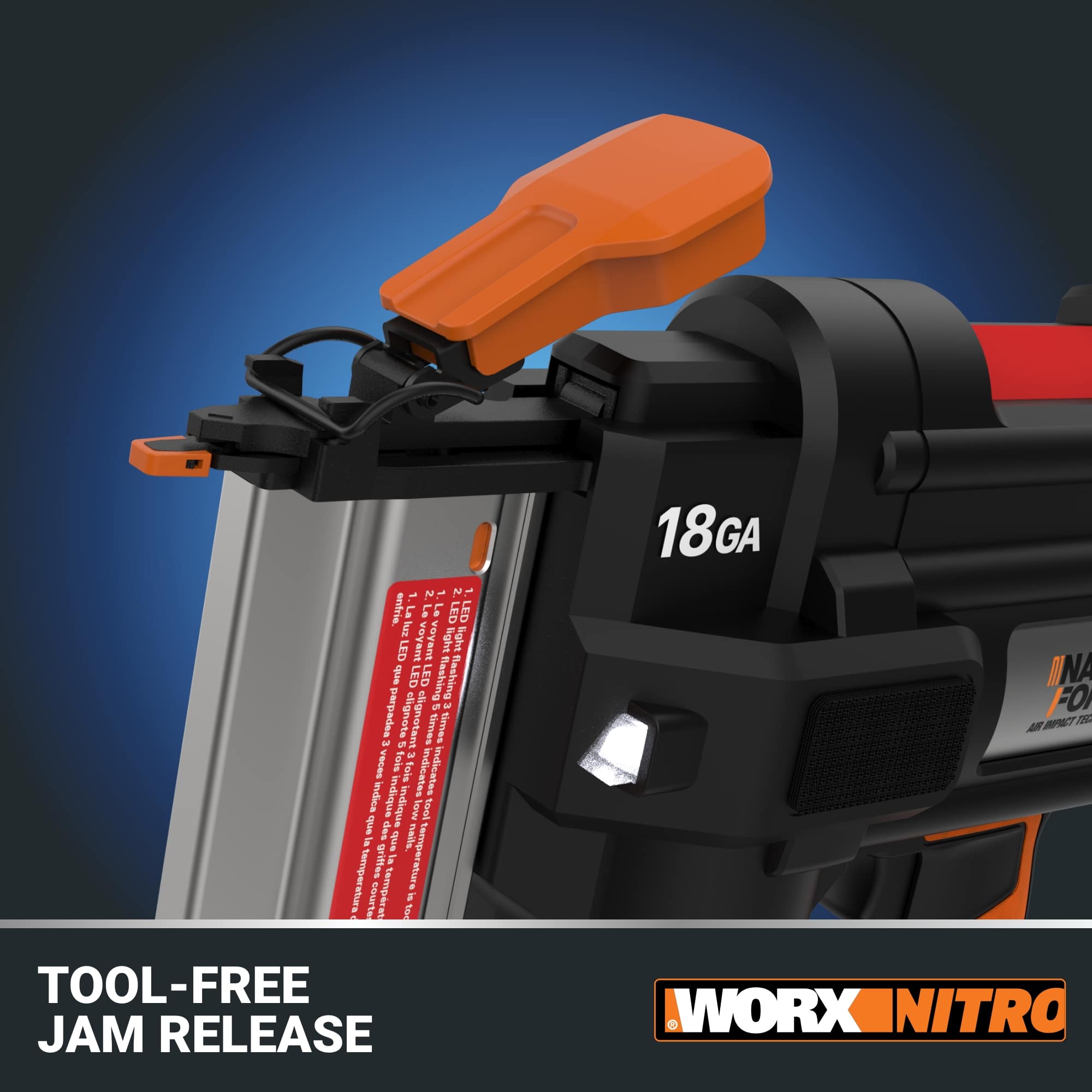 Tool-Free Jam Release 18GA DINA FO M 2 AR WORX INITRO