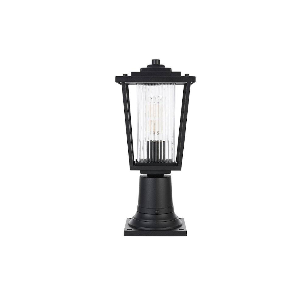 Left. Elegant Lighting - York 7 inch Outdoor Pendant in Black - Black.