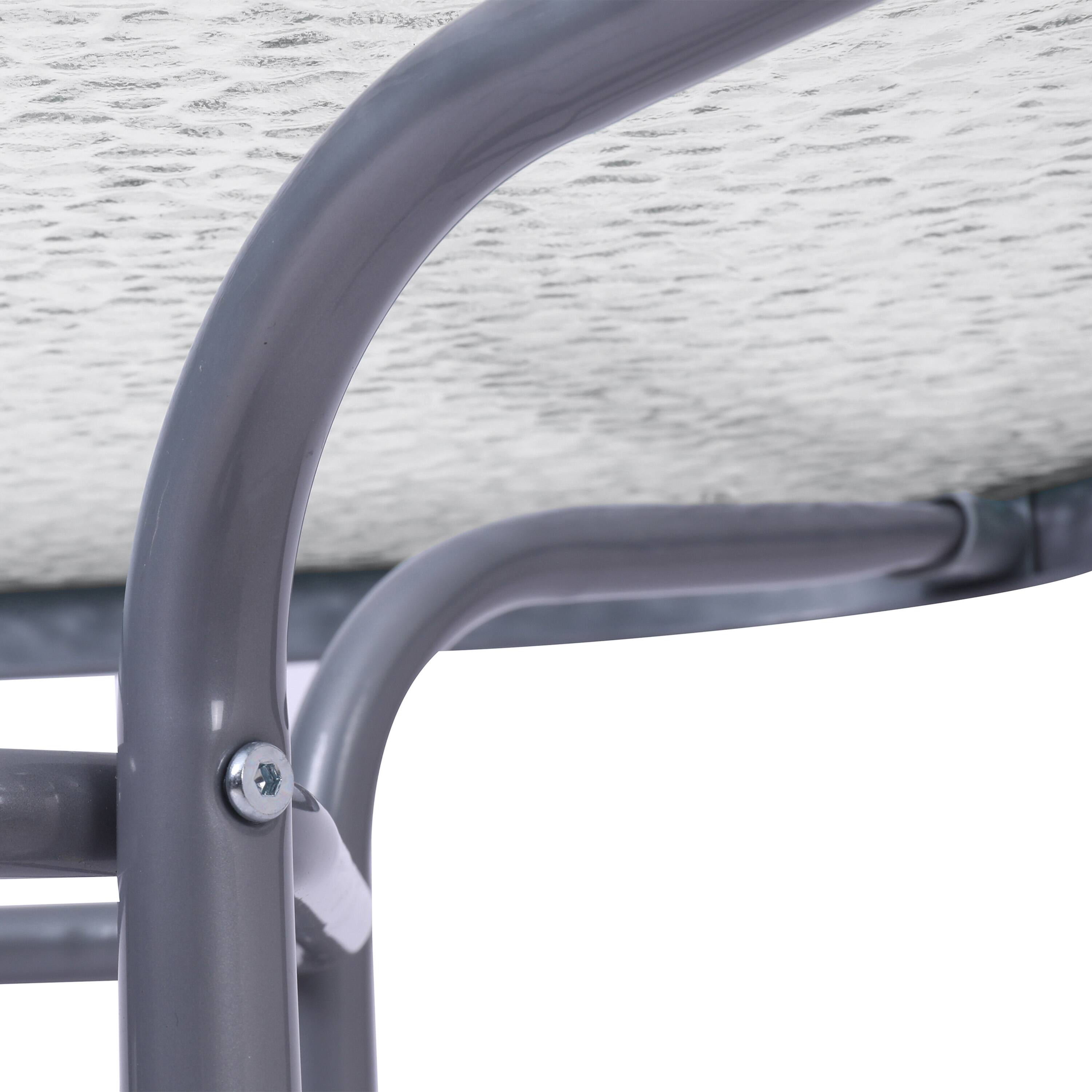 Alt View 8. Emma + Oliver - Tala Patio Table with Tempered Glass Top with Umbrella Hole and Steel Frame - Clear Top/Silver Frame.
