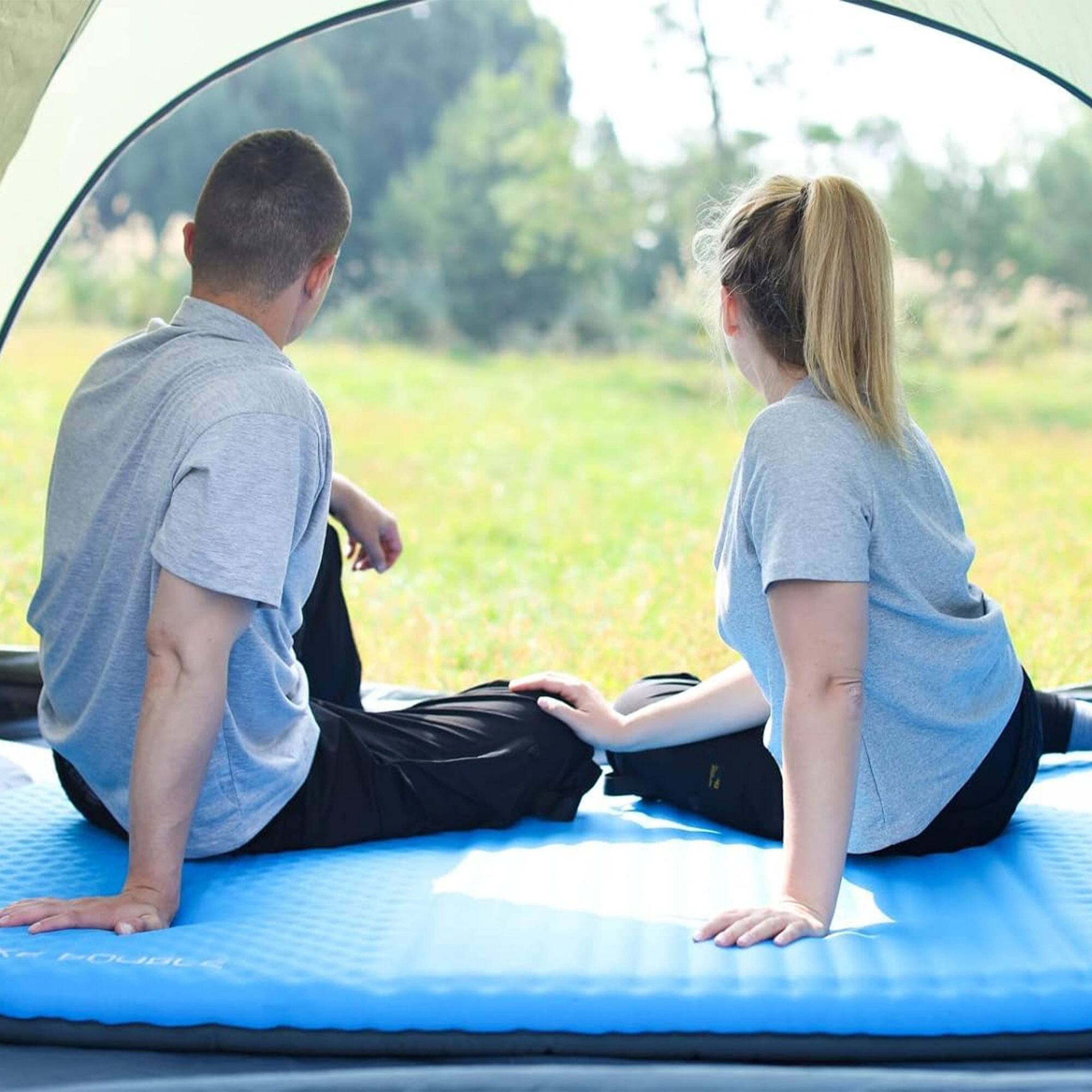 Alt View 5. KingCamp - KingCamp 2 Person Self Inflating Double Air Camping Sleeping Pad, Blue/Charcoal - Blue/Charcoal.