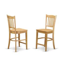 East West Furniture - Groton Counter Stools With Wood Seat In Finish - Oak