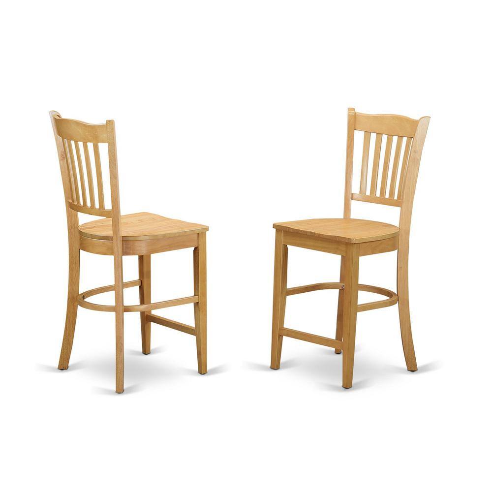 Front. East West Furniture - Groton Counter Stools With Wood Seat In Oak Finish - Oak.