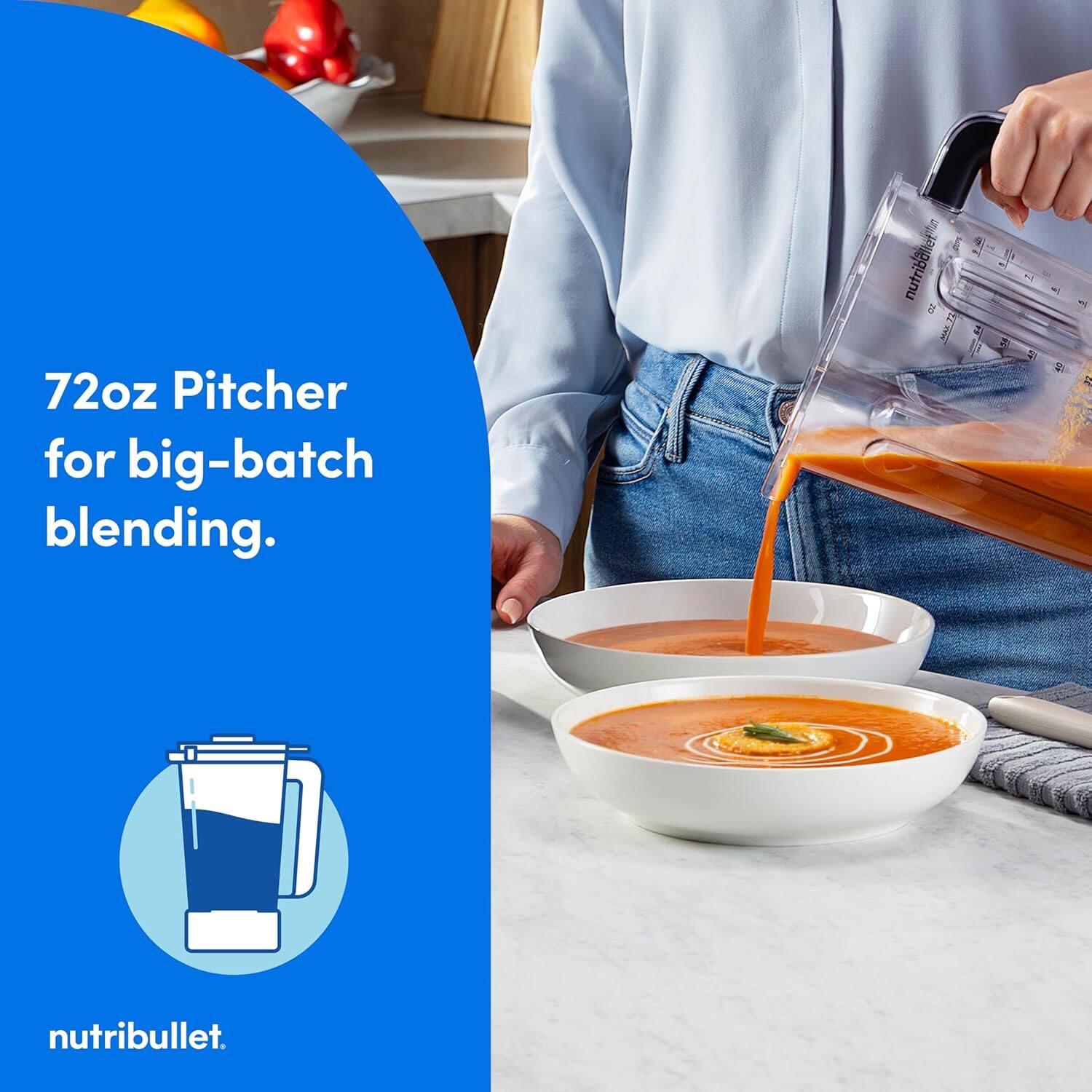 72oz Pitcher for big-batch blending.  
nutribullet.
