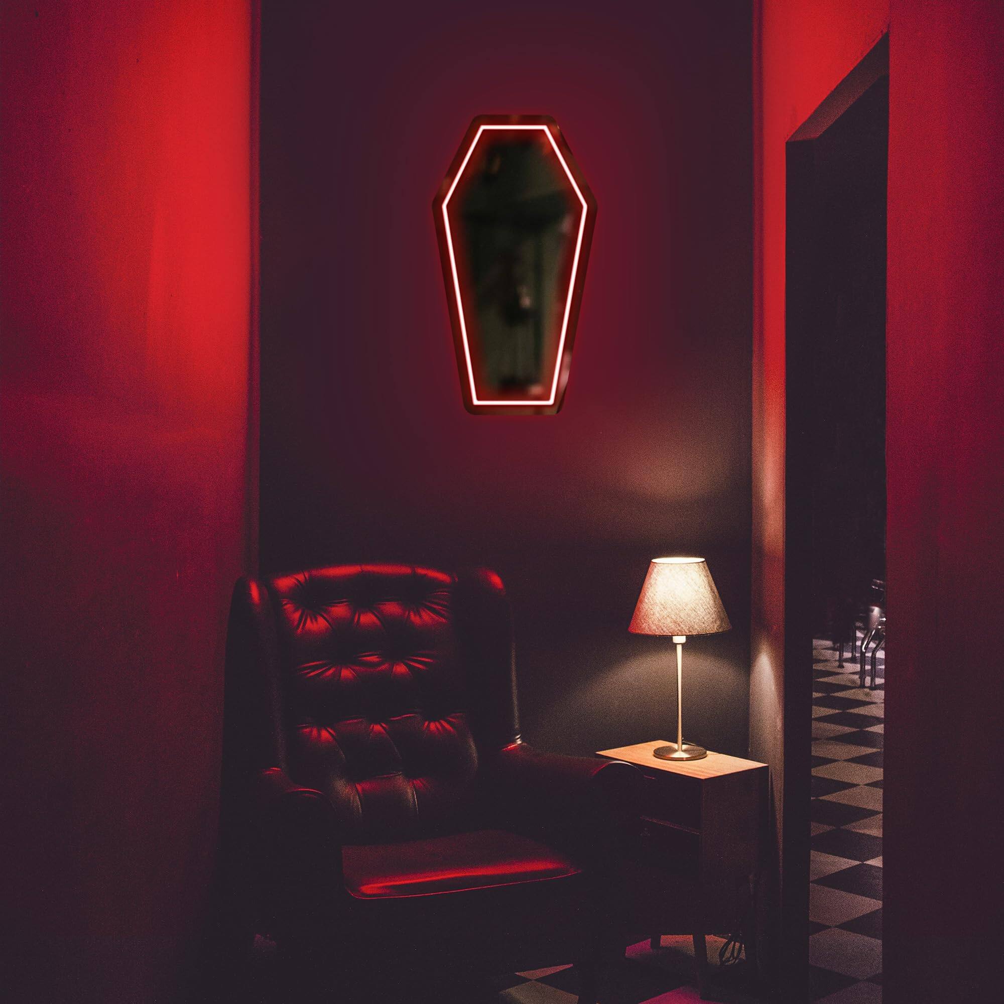 Alt View 5. Cedar Assembly - Neon Coffin Mirror 16 9" X 9 6" Gothic Led Light Sign For Room Decor Living Bedroom Bar - Gifts Goth Love... - Treat Yo'Self_TYP.