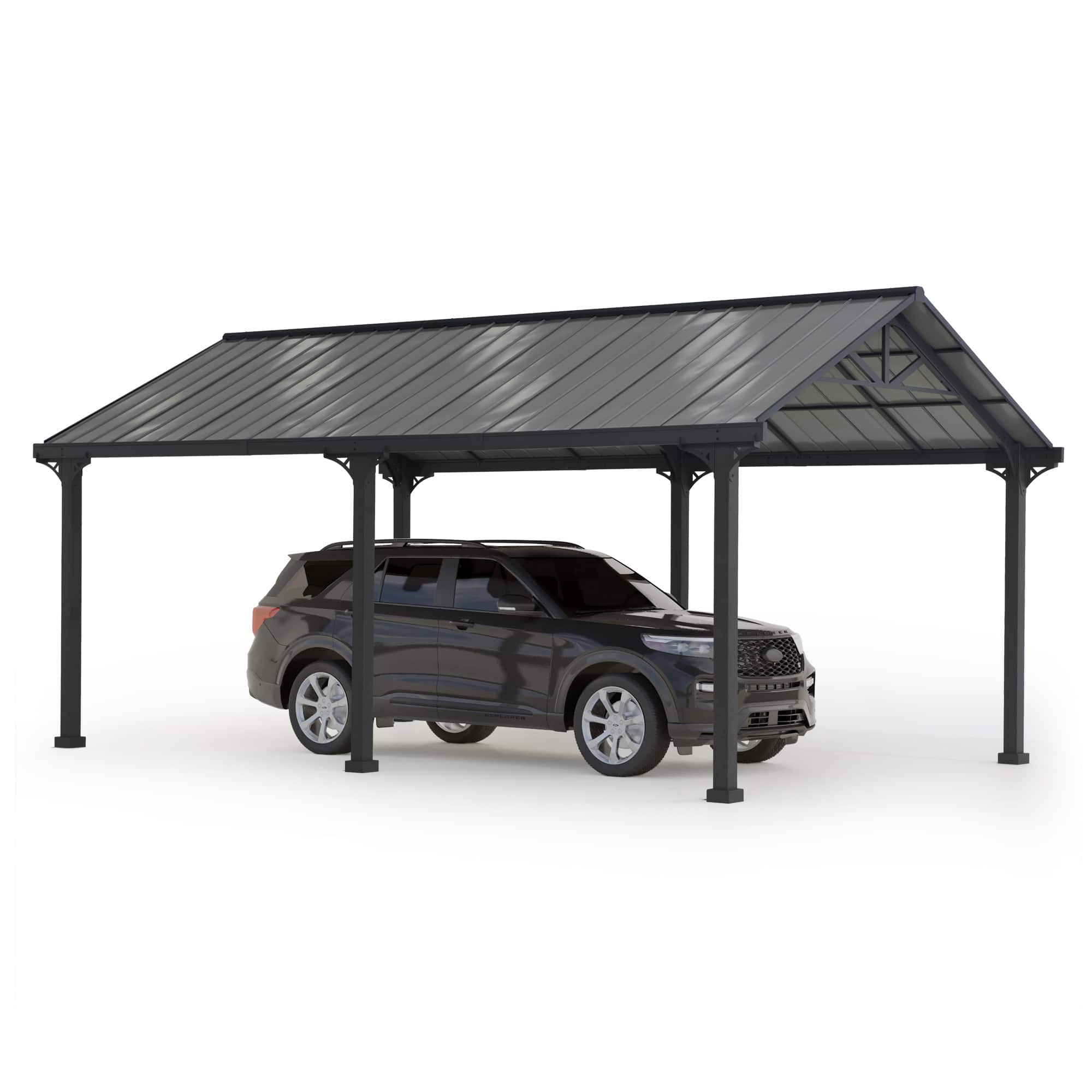 SUNJOY - 12x20ft Outdoor Carport - Heavy-Duty Steel Garage Shelter with Powder-Coated Roof/Frame - Gray & Dark Gray price history on PriceWatchPro