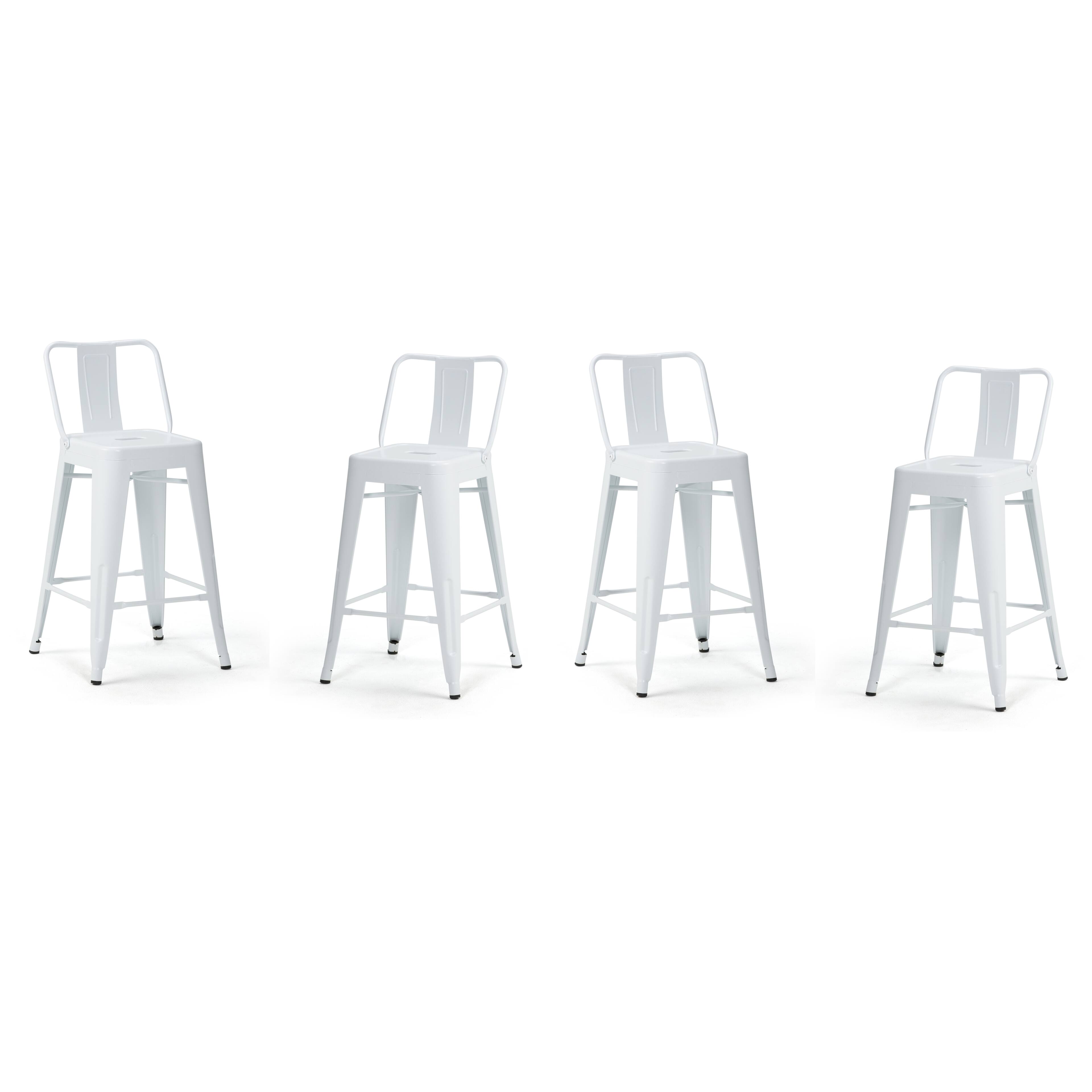 Angle. Simpli Home - Rayne Metal Counter Height Stool (Set of 4) - White.