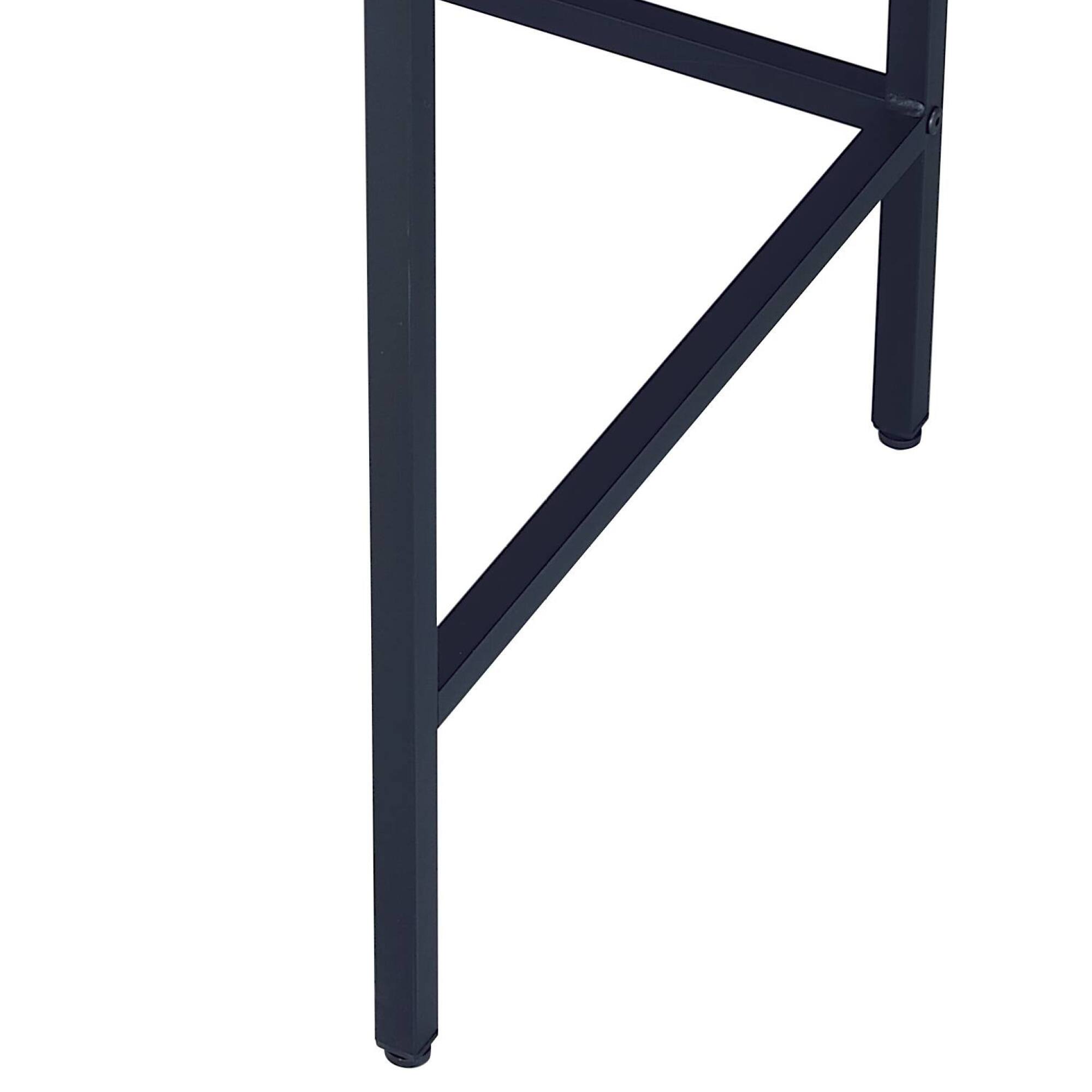 Angle. GOODSILO - Modern Writing Desk with Storage Drawers and USB Power Dock in Natural Wood and Black Metal Finish - Black+Natural.