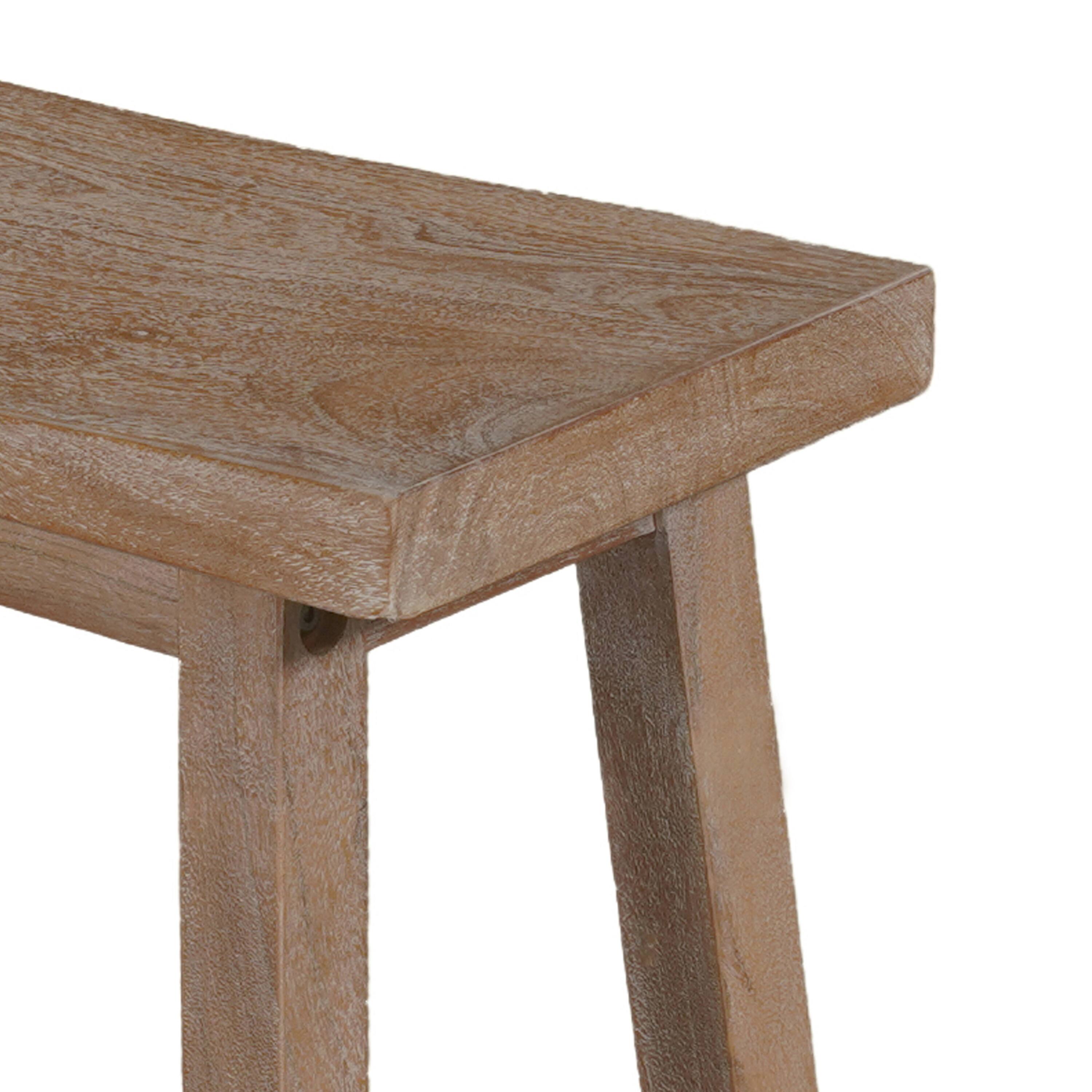 Alt View 2. Manhattan Lane - 33 Inch Saddle Seat Bench with Angled Frame, Acacia Wood - Antique Brown.