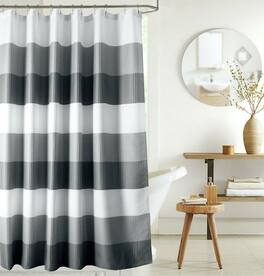 Kate Aurora - Spa Accents Striped Waffle Fabric Shower Curtains - 72in. W x72in. L - Charcoal