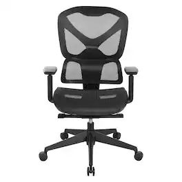 OSP Home Furnishings - High Back Mesh Back Manager’s Chair with Self-Adjusting Lumbar Support and Adjustable Arms - Black