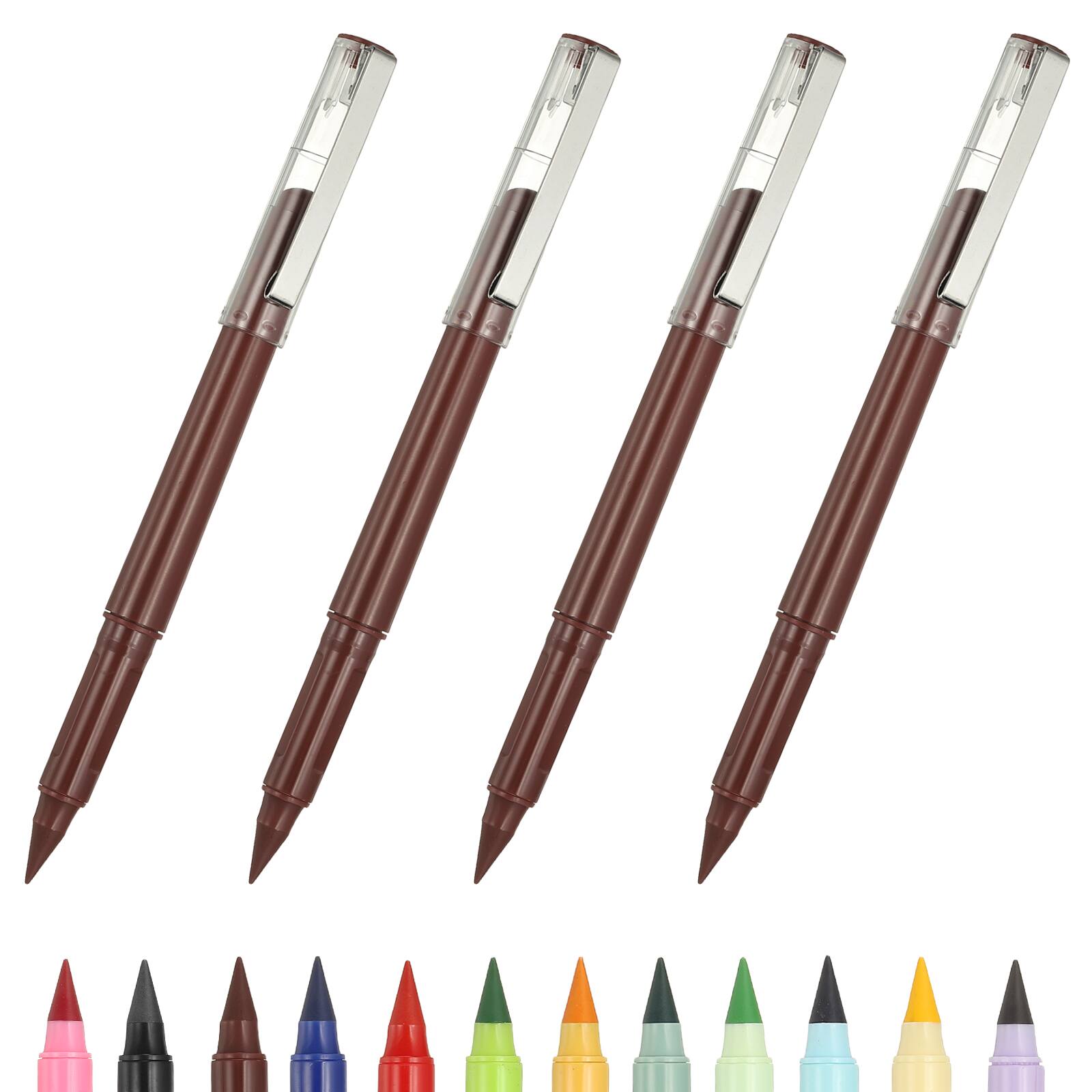 Unique Bargains - Eternal Pencil, 4pcs Mech Sharpened Metal Pencils Set for Coloring, Sketch Drawing, Writing - Brown price history on PriceWatchPro