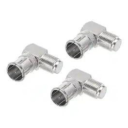 Unique Bargains - 3pcs Right Angle Coax Connector Quick Push-on F Male to F Female 75 Ohm Waterproof for Coax Cable/Wall TV/Cabinet - Silver